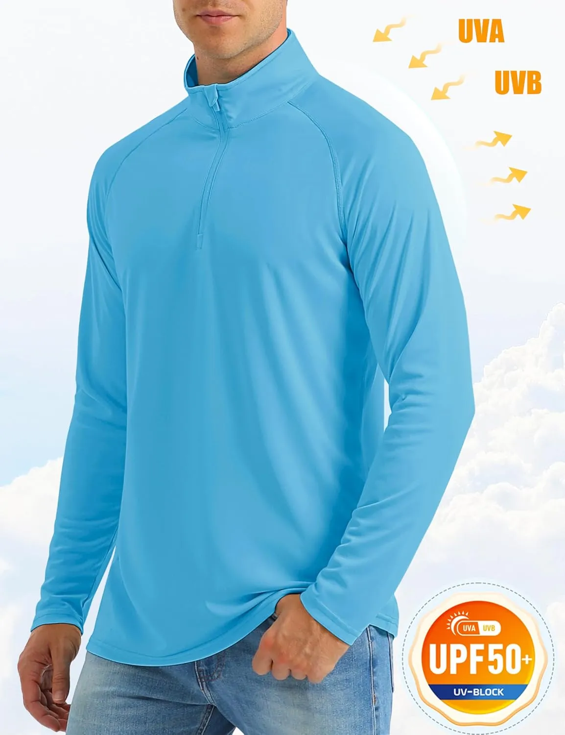 MAGCOMSEN Men's Long Sleeve Sun Shirts UPF 50  Tees 1/4 Zip Up Fishing Running Rash Guard T-Shirts Outdoor Shirt