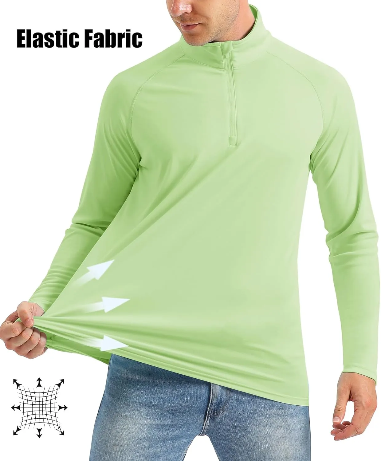 MAGCOMSEN Men's Long Sleeve Sun Shirts UPF 50  Tees 1/4 Zip Up Fishing Running Rash Guard T-Shirts Outdoor Shirt