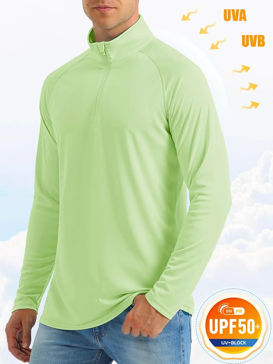 MAGCOMSEN Men's Long Sleeve Sun Shirts UPF 50  Tees 1/4 Zip Up Fishing Running Rash Guard T-Shirts Outdoor Shirt