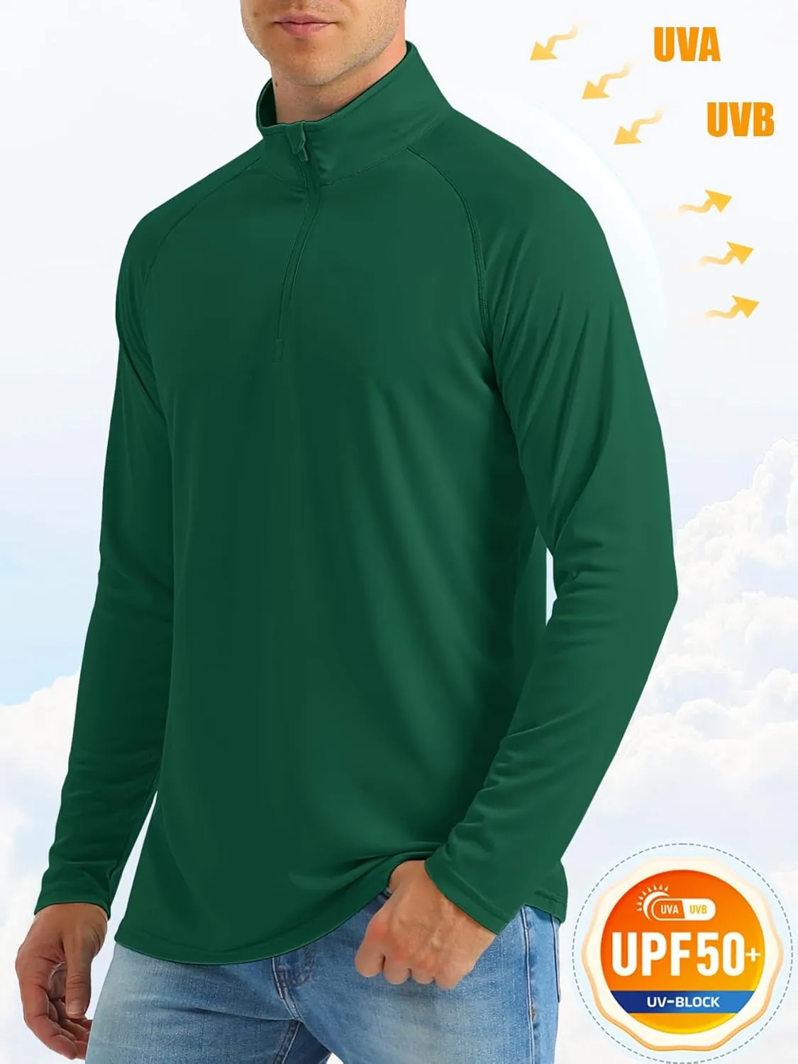 MAGCOMSEN Men's Long Sleeve Sun Shirts UPF 50  Tees 1/4 Zip Up Fishing Running Rash Guard T-Shirts Outdoor Shirt