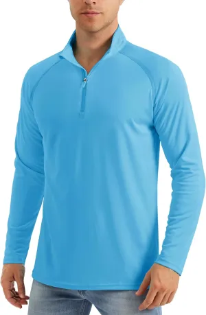 MAGCOMSEN Men's Long Sleeve Sun Shirts UPF 50  Tees 1/4 Zip Up Fishing Running Rash Guard T-Shirts Outdoor Shirt