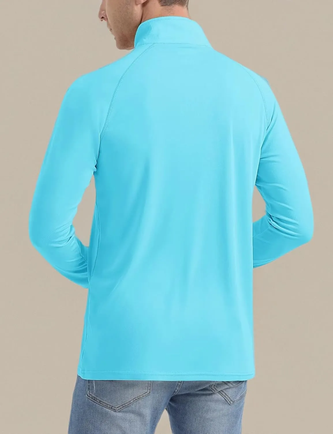 MAGCOMSEN Men's Long Sleeve Sun Shirts UPF 50  Tees 1/4 Zip Up Fishing Running Rash Guard T-Shirts Outdoor Shirt