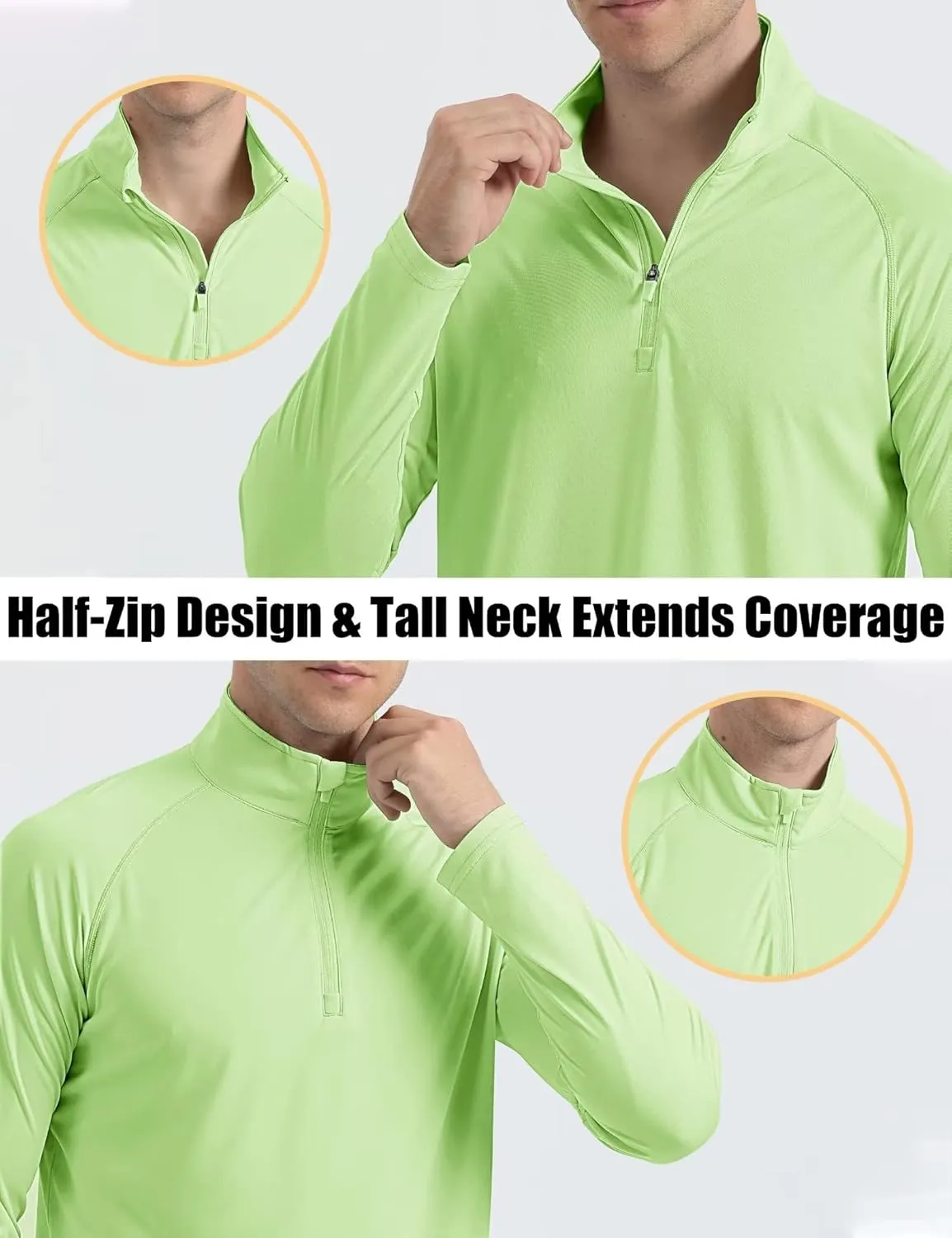 MAGCOMSEN Men's Long Sleeve Sun Shirts UPF 50  Tees 1/4 Zip Up Fishing Running Rash Guard T-Shirts Outdoor Shirt