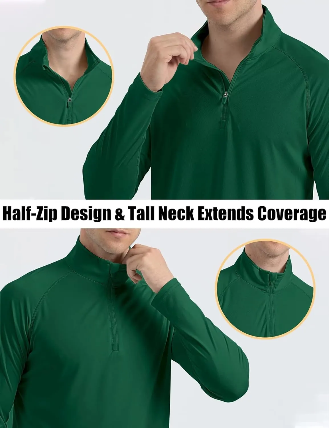 MAGCOMSEN Men's Long Sleeve Sun Shirts UPF 50  Tees 1/4 Zip Up Fishing Running Rash Guard T-Shirts Outdoor Shirt