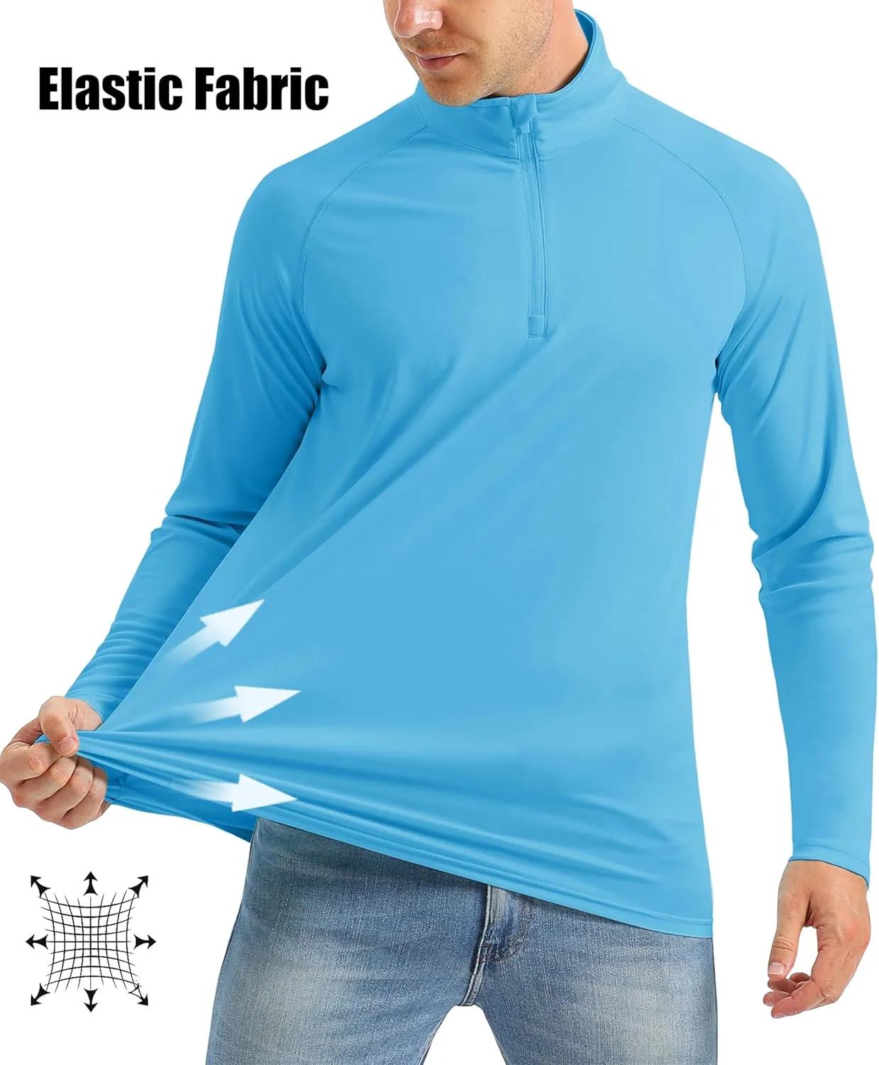 MAGCOMSEN Men's Long Sleeve Sun Shirts UPF 50  Tees 1/4 Zip Up Fishing Running Rash Guard T-Shirts Outdoor Shirt