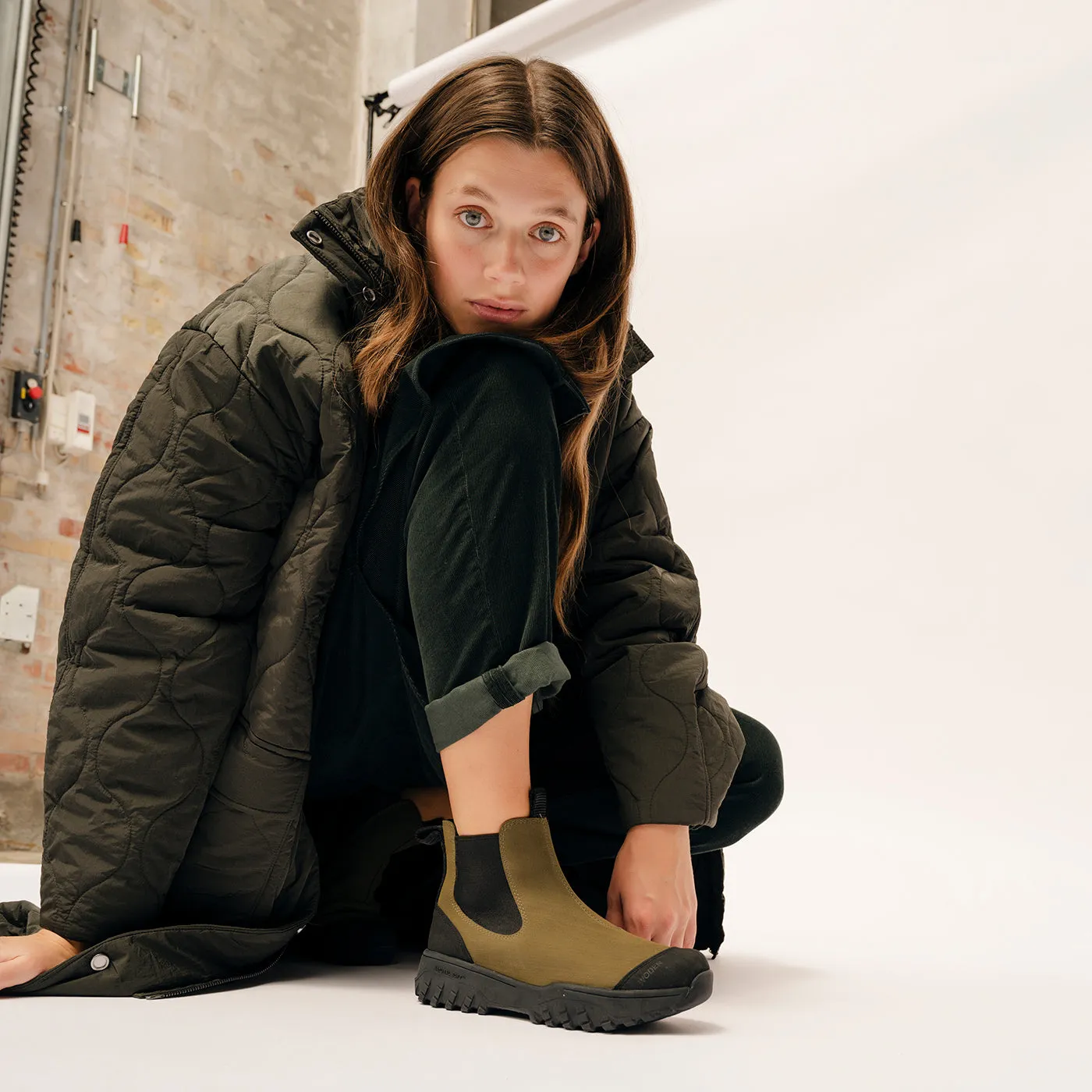 Magda Rubber Track Boot - Dark Olive/Black