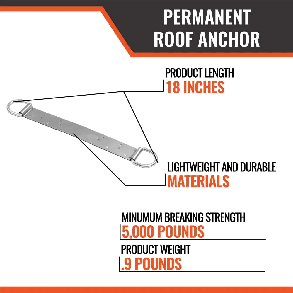 Malta Dynamics Permanent Roof Anchor – 18” Dual D-Ring Fall Protection Anchor, Easy to Install Fall Arrest System, OSHA and ANSI Compliant, Designed for 12” Ridge (16 Pack)