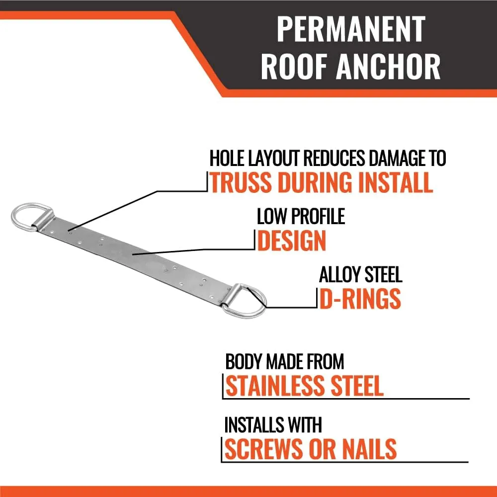 Malta Dynamics Permanent Roof Anchor – 18” Dual D-Ring Fall Protection Anchor, Easy to Install Fall Arrest System, OSHA and ANSI Compliant, Designed for 12” Ridge (16 Pack)