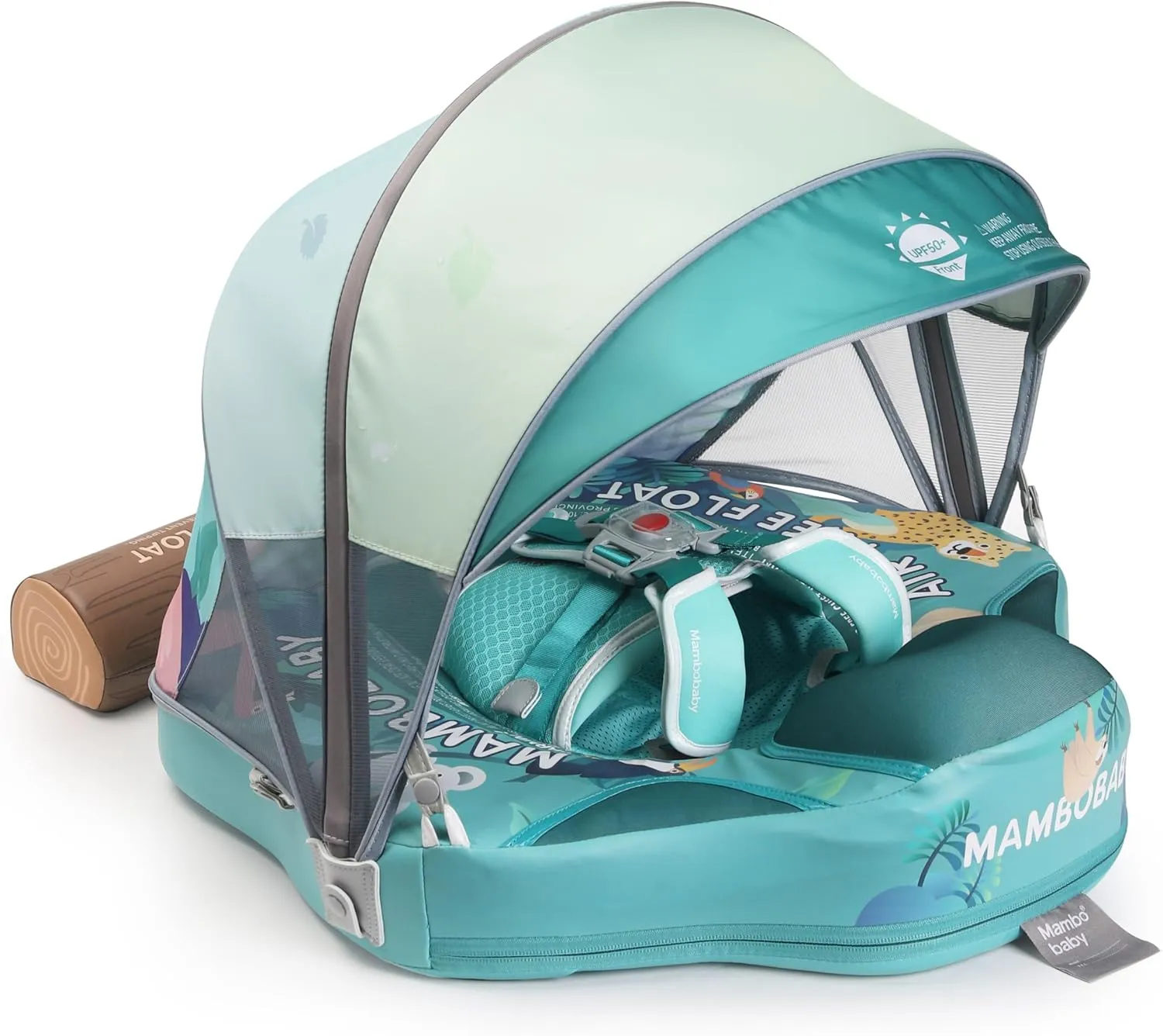 Mambobaby Baby Pool Float with Canopy & Tile, Kalolary Non-Inflatable Baby Swim Float Infant Swim Trainer Ring Toddler Pool Float with Adjustable Strap for 3-24 Months Age Boys Girls
