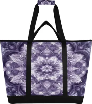 Mandala Reusable Insulated Cooler Bag with Ice Pack Compartment - Large 47L Waterproof Thermal Grocery Tote for Picnic Beach Camping Lunch Storage