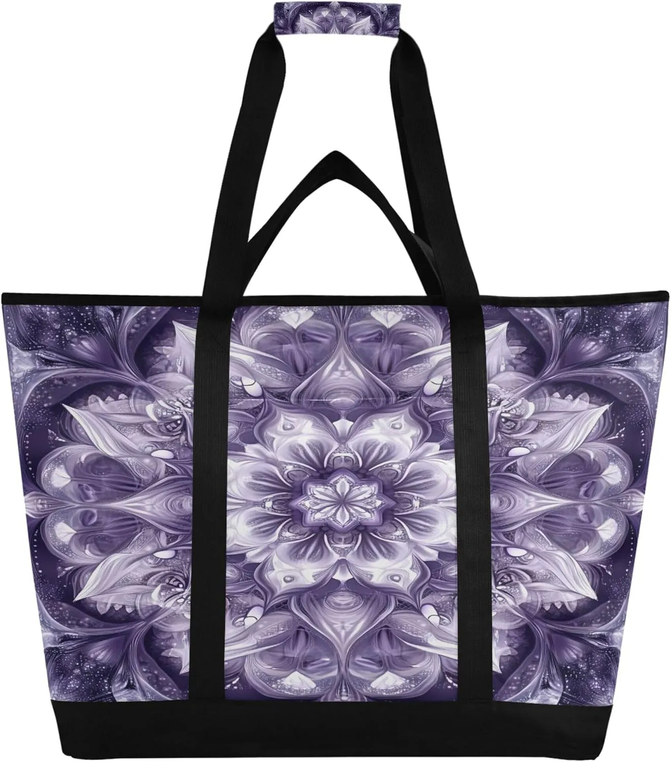 Mandala Reusable Insulated Cooler Bag with Ice Pack Compartment - Large 47L Waterproof Thermal Grocery Tote for Picnic Beach Camping Lunch Storage