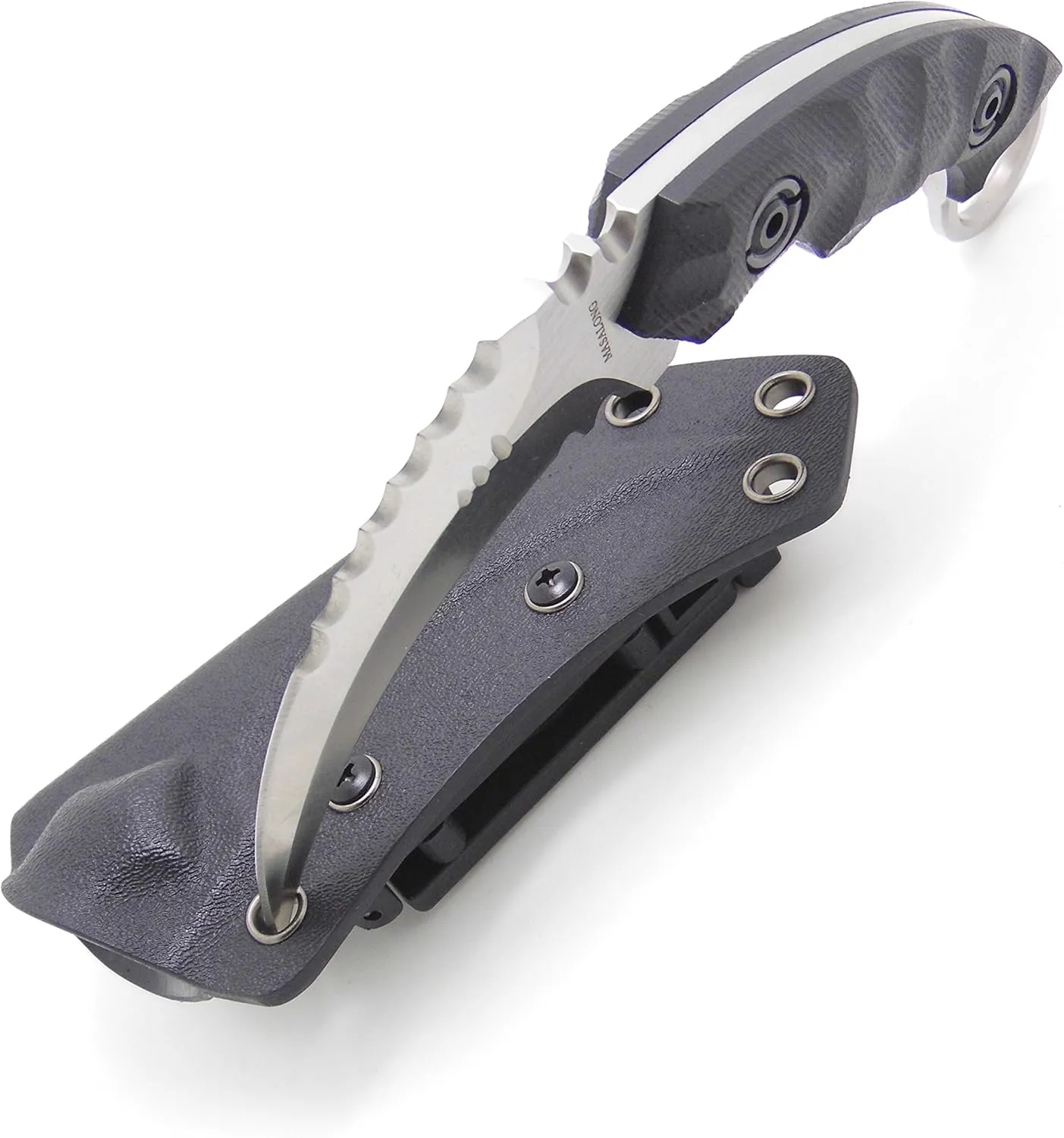 MASALONG Outdoor Survival Claw Tactical Teeth Knife Double Edged Sharp Fixed Blade Knife with Sheath (Sand Light-kydex Sheath)