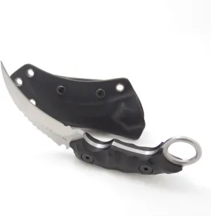 MASALONG Outdoor Survival Claw Tactical Teeth Knife Double Edged Sharp Fixed Blade Knife with Sheath (Sand Light-kydex Sheath)