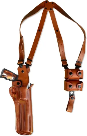 MASC Premium Leather Vertical Shoulder Holster System with Double Speed Loader Fits, EAA Windicator 357 Magnum 6-Shot 6'', Right Hand Draw, Brown Color #1522#