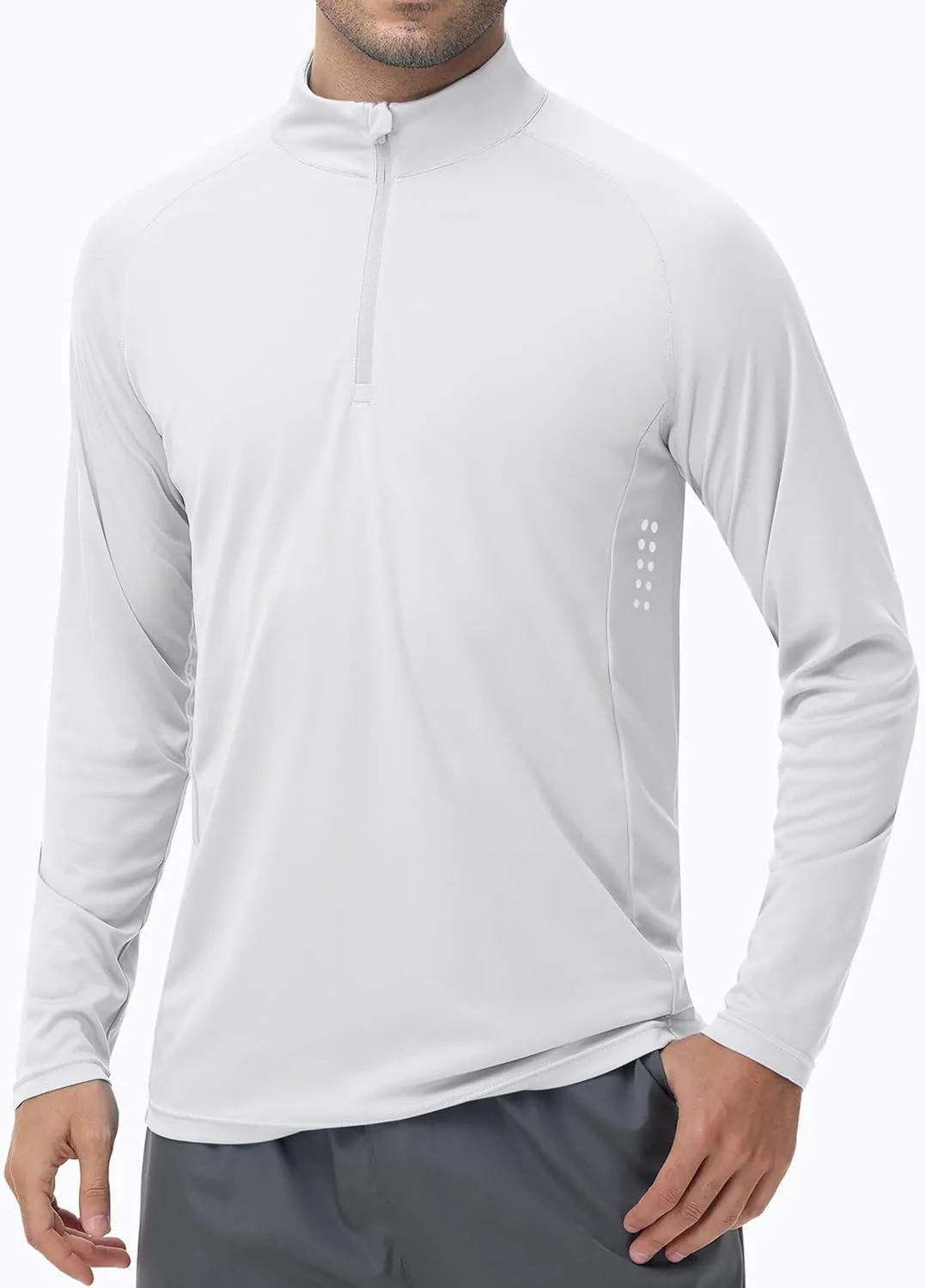Men's 1/4 Zip Long Sleeve Sun Shirts UPF 50  Rash Guard Shirt Quick Dry Fishing Running Outdoor Shirts