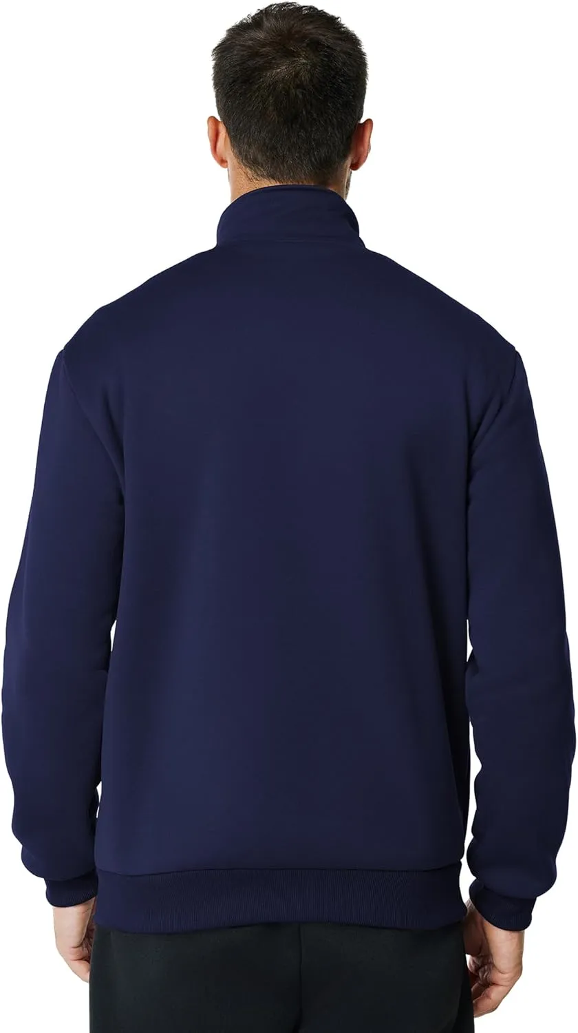 Men's Fleece Full Zip Up Sweatshirt Casual Lightweight Long Sleeve Mock Neck Jackets with Pocket