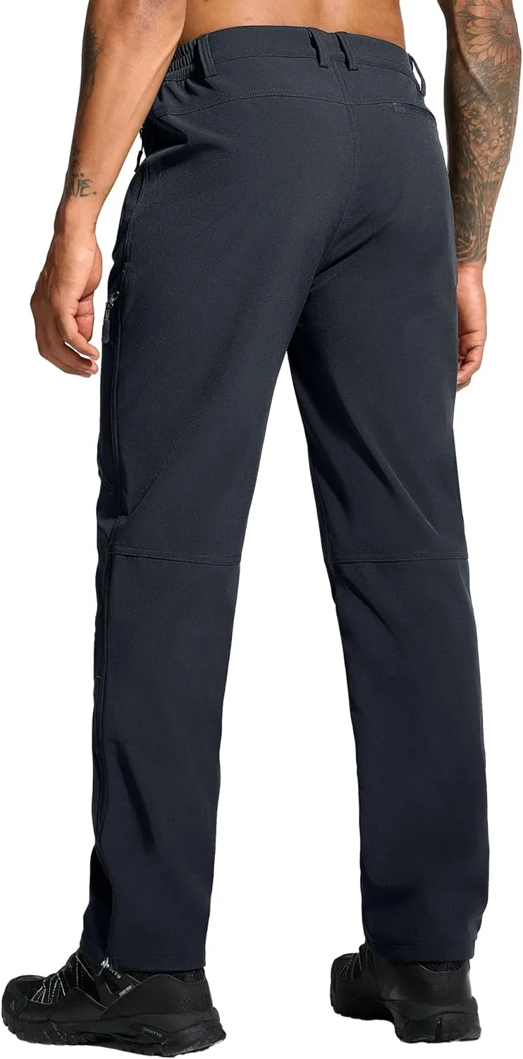 Mens Snow Ski Hiking Pants Winter Fleece Lined Outdoor Waterproof Insulated Zipper Bottom Leg