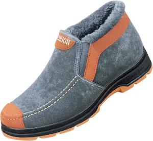 Men's Suede Ankle Boots Classic Slip On Furry Boots Fleece Lined Warm Winter Boots Comfort Mens Wading Boots Size 12