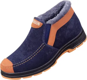 Men's Suede Ankle Boots Classic Slip On Furry Boots Fleece Lined Warm Winter Boots Non Slip Men's Insulated Rain Boots
