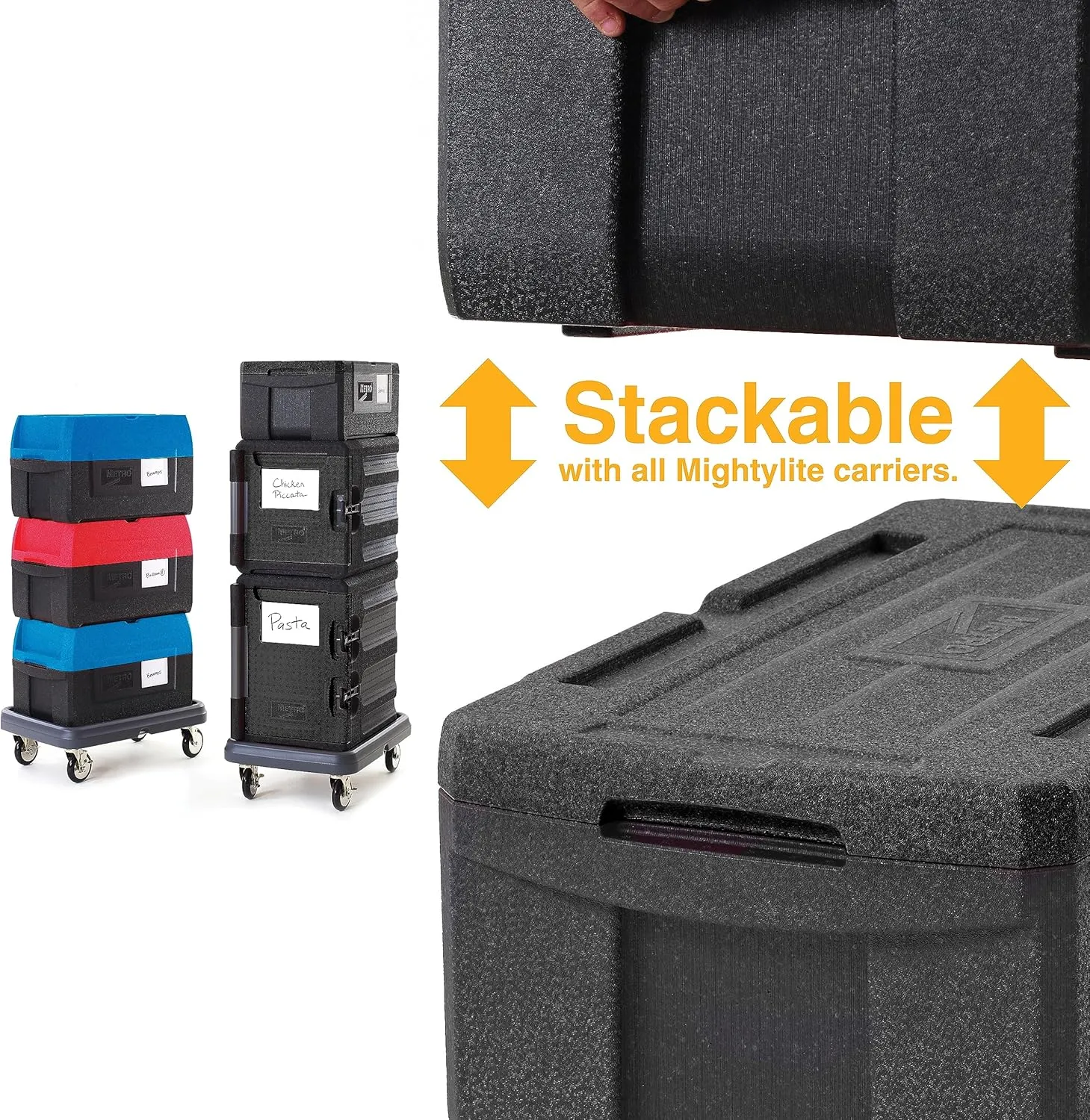 METRO Mightylite ML180-BL Top-Load Insulated Food Carrier - Professional-Grade Multipurpose Pan Carrier, Insulated Cooler and Catering Food Warmer - 30 qt or 3 Pan Capacity - Black