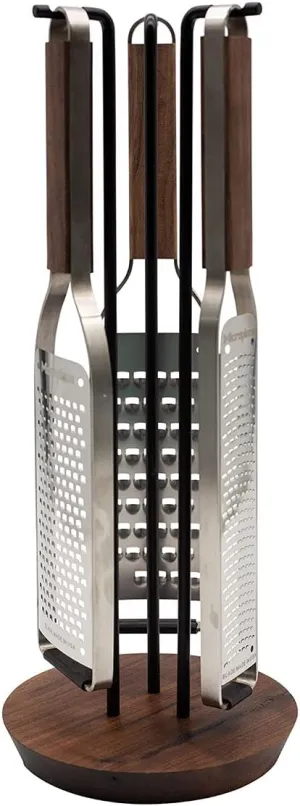 Microplane Master Series Grate Space Kitchen Utensil Holder - Includes Master Series Coarse, Extra Coarse, and Zester Graters