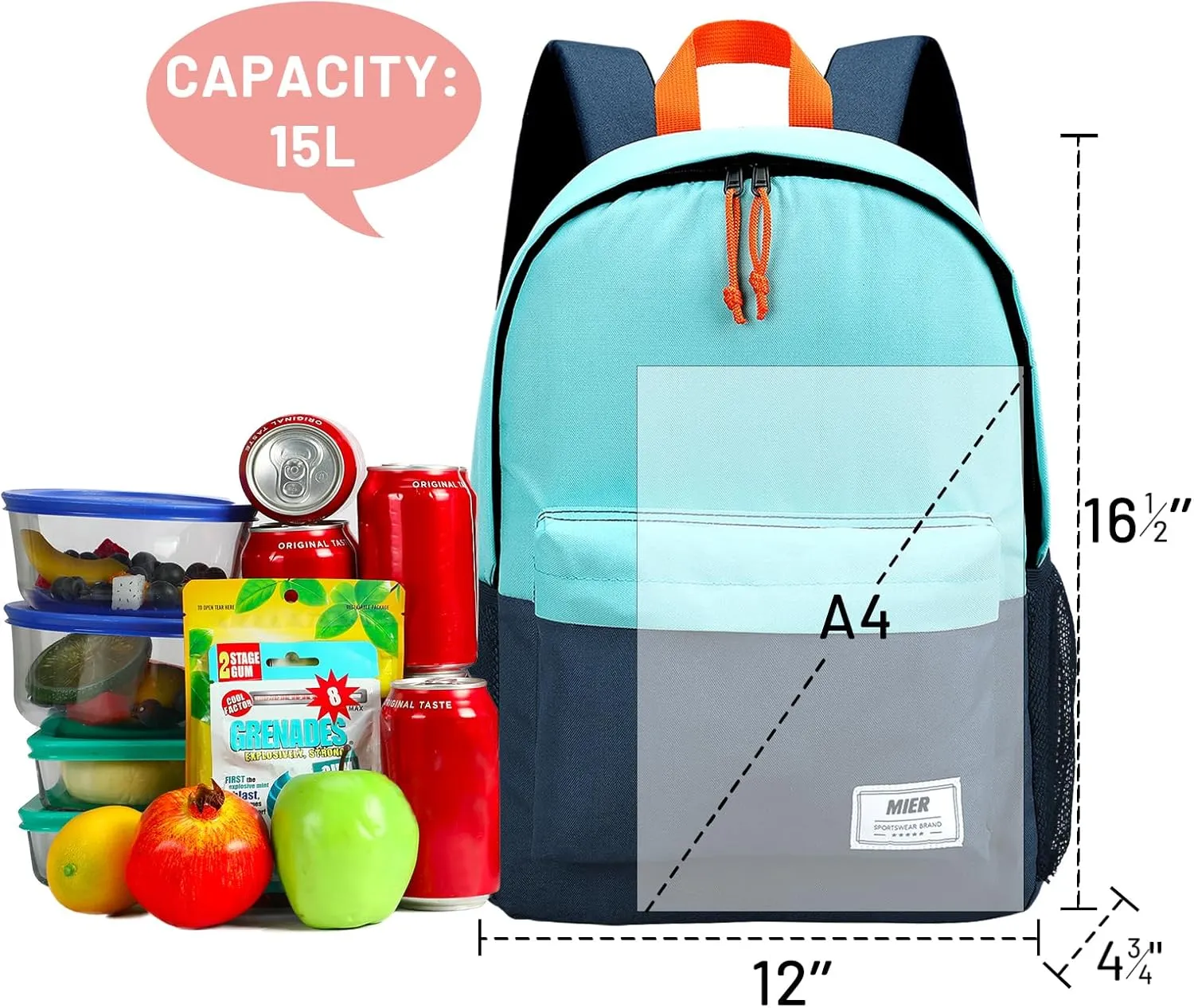 MIER Insulated Backpack Cooler Small Leakproof Lightweight Cute for Women Men to Work, Picnics, Camping, Park Day Trips, 15 L