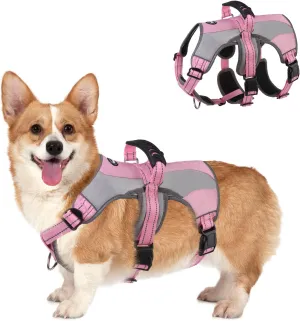 Mihachi Dog Harness for Medium Dogs, Escape Proof No Pull Service Vest with Reflective Strips and Control Handle, Adjustable and Cozy for Easy Walking, No Choke Pet Harness with 2 Metal Rings, Pink M