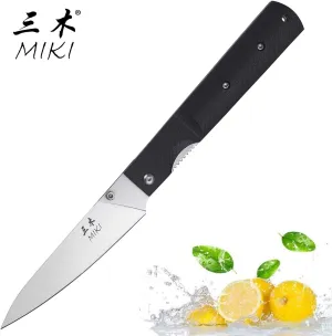 Miki 440A Stainless Steel Blade Japanese Kitchen Chef Folding Pocket Knife for Camping, Petty Fruit Paring Peeling Small Drop Point