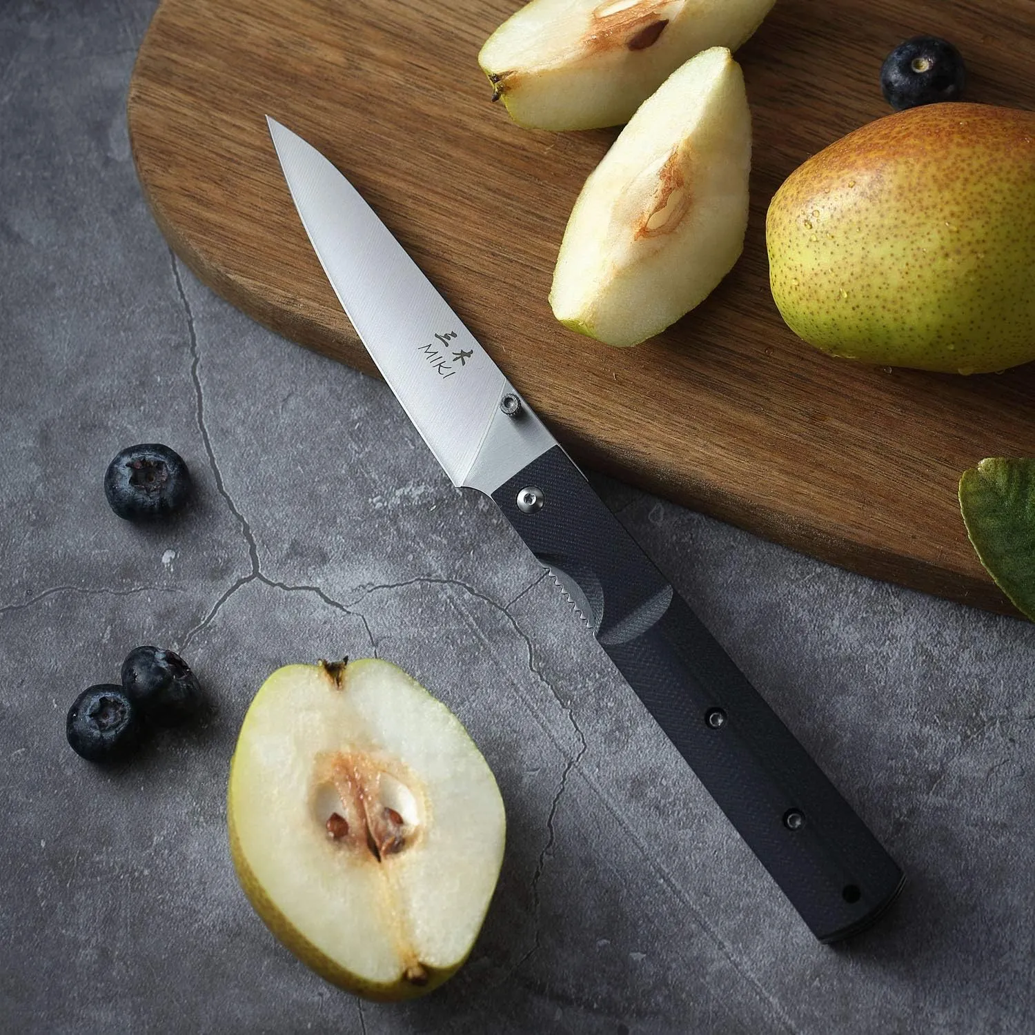 Miki 440A Stainless Steel Blade Japanese Kitchen Chef Folding Pocket Knife for Camping, Petty Fruit Paring Peeling Small Drop Point