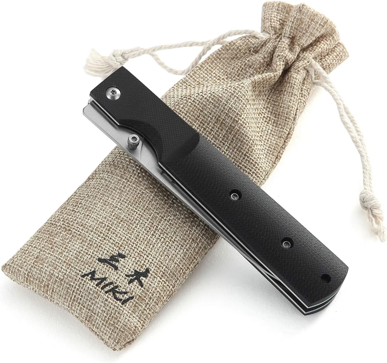 Miki 440A Stainless Steel Blade Japanese Kitchen Chef Folding Pocket Knife for Camping, Petty Fruit Paring Peeling Small Drop Point
