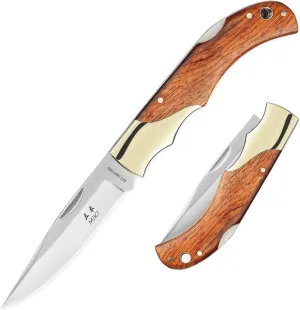 MIKI Classic Gentleman Edition pocket Knife Folding Knife for EDC, 440A Steel Super Blade, Brass Bolsters, Handcrafted Cocobolo Wood, Outdoor camping hiking fishing, Everyday Carry Knife for Men Women