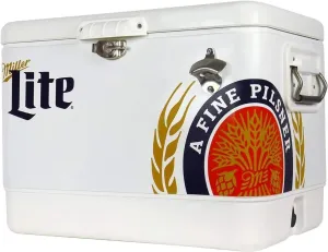 Miller Lite Exclusive Ice Chest Beverage Cooler with Bottle Opener 51 Liter /54 Quart for Camping, Beach, RV, BBQs, Tailgating, Fishing