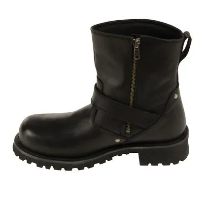 Milwaukee Leather BFR 9040 W Men's Black 6-inch Classic Engineer Boots with Side Zipper