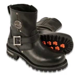 Milwaukee Leather BFR 9040 W Men's Black 6-inch Classic Engineer Boots with Side Zipper