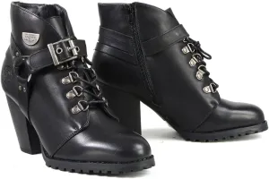 Milwaukee Leather MBL9458 Women's Premium Black Leather Fashion Casual Boots w/Classic Harness Ring - 7