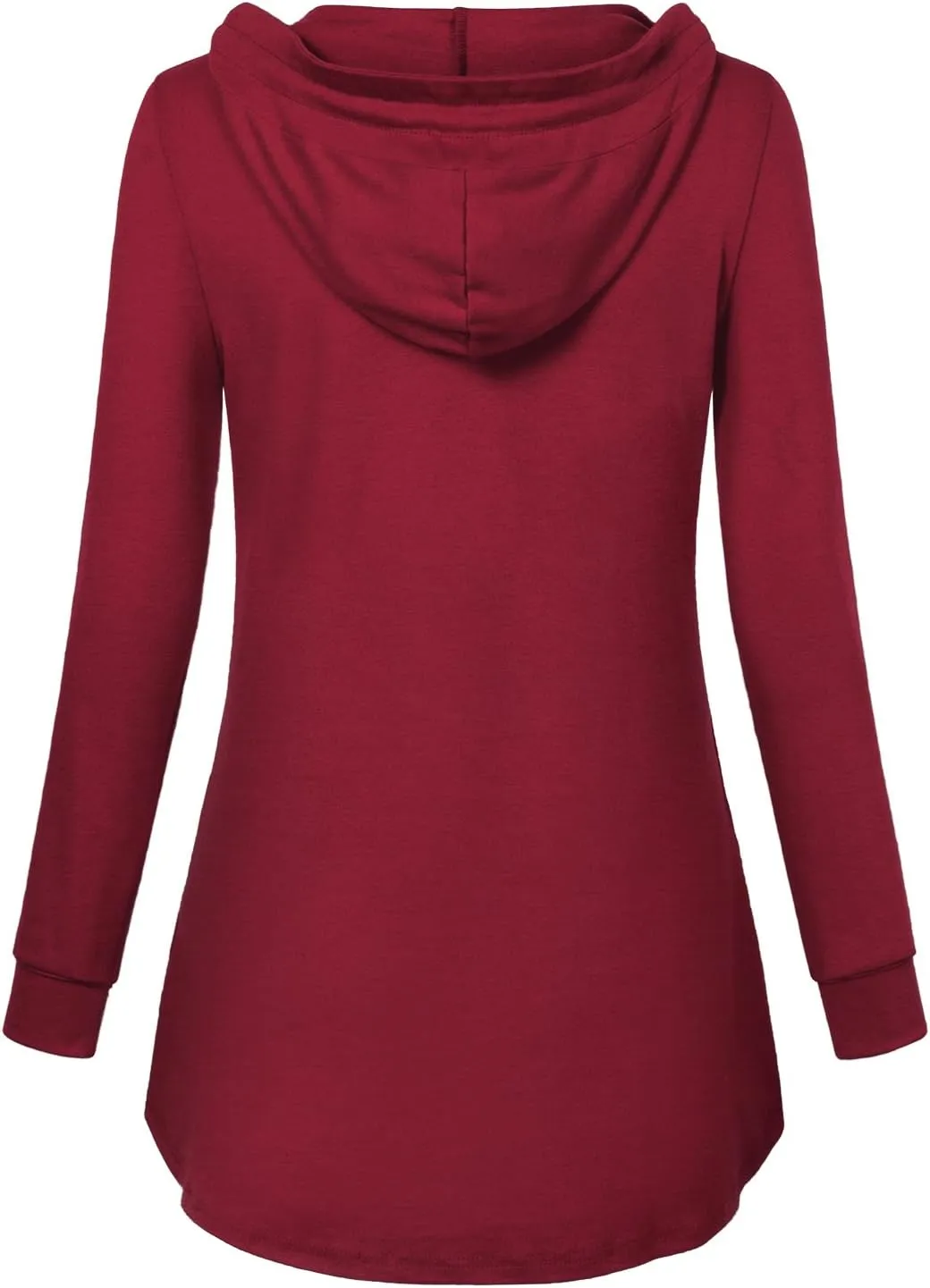 Miusey Womens Hooded Shirts Long Sleeve V Neck Tunic Hoodie Lightweight Sweatshirts with Kangaroo Pocket