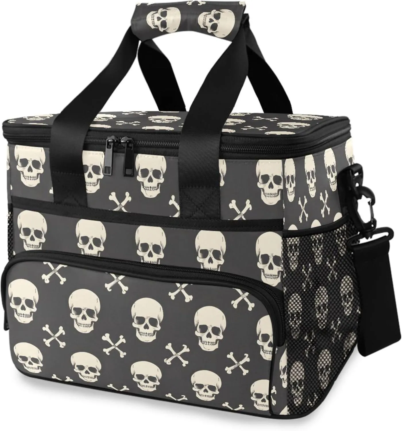 MNSRUU Cooler Bag Skull and Crossbones Soft Cooler Bag Insulated Lunch Totes Picnic Bag Beach Cooler Lunch Box Container with Adjustable Shoulder Strap