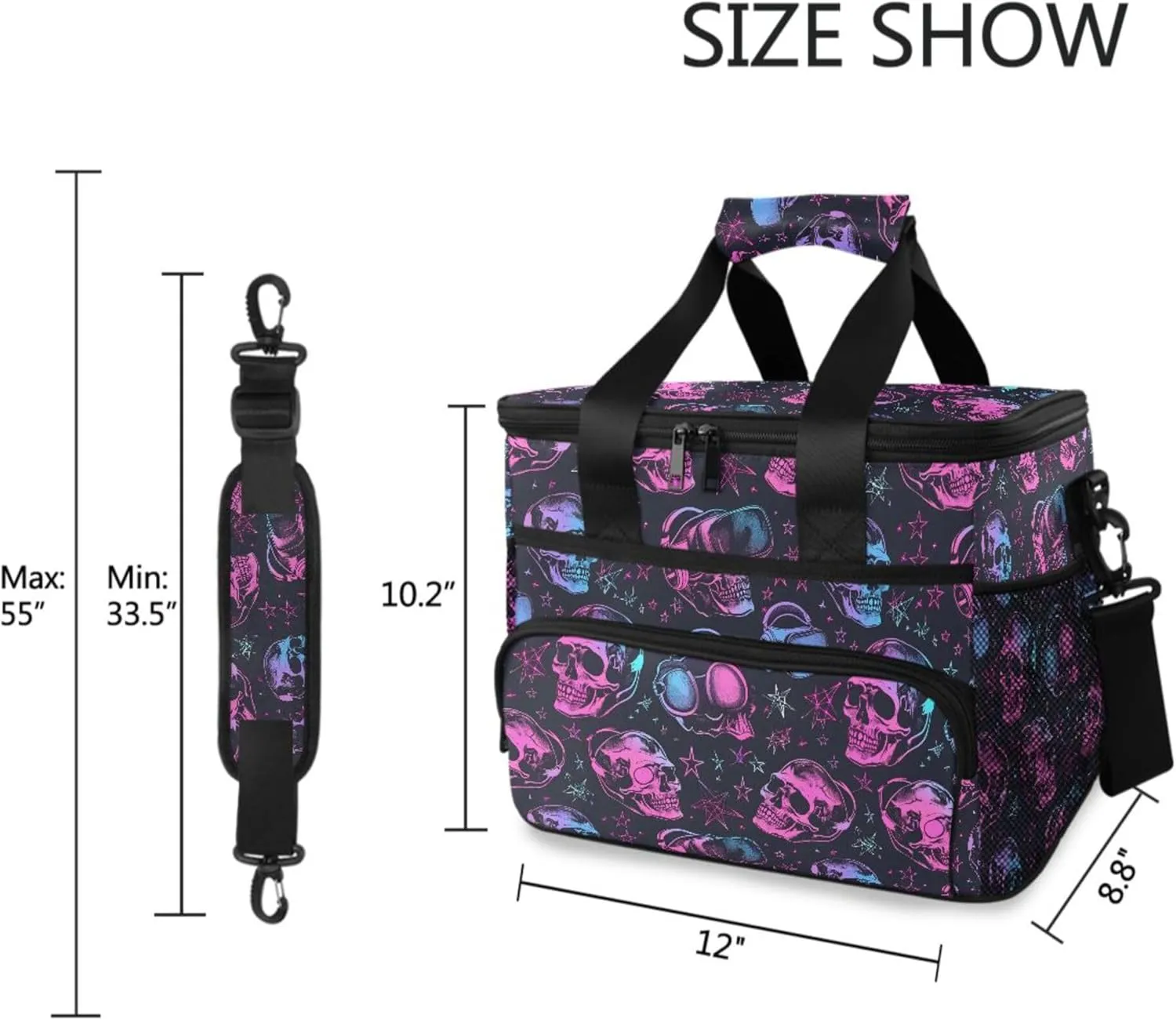 MNSRUU Cooler Bag Skull and Crossbones Soft Cooler Bag Insulated Lunch Totes Picnic Bag Beach Cooler Lunch Box Container with Adjustable Shoulder Strap
