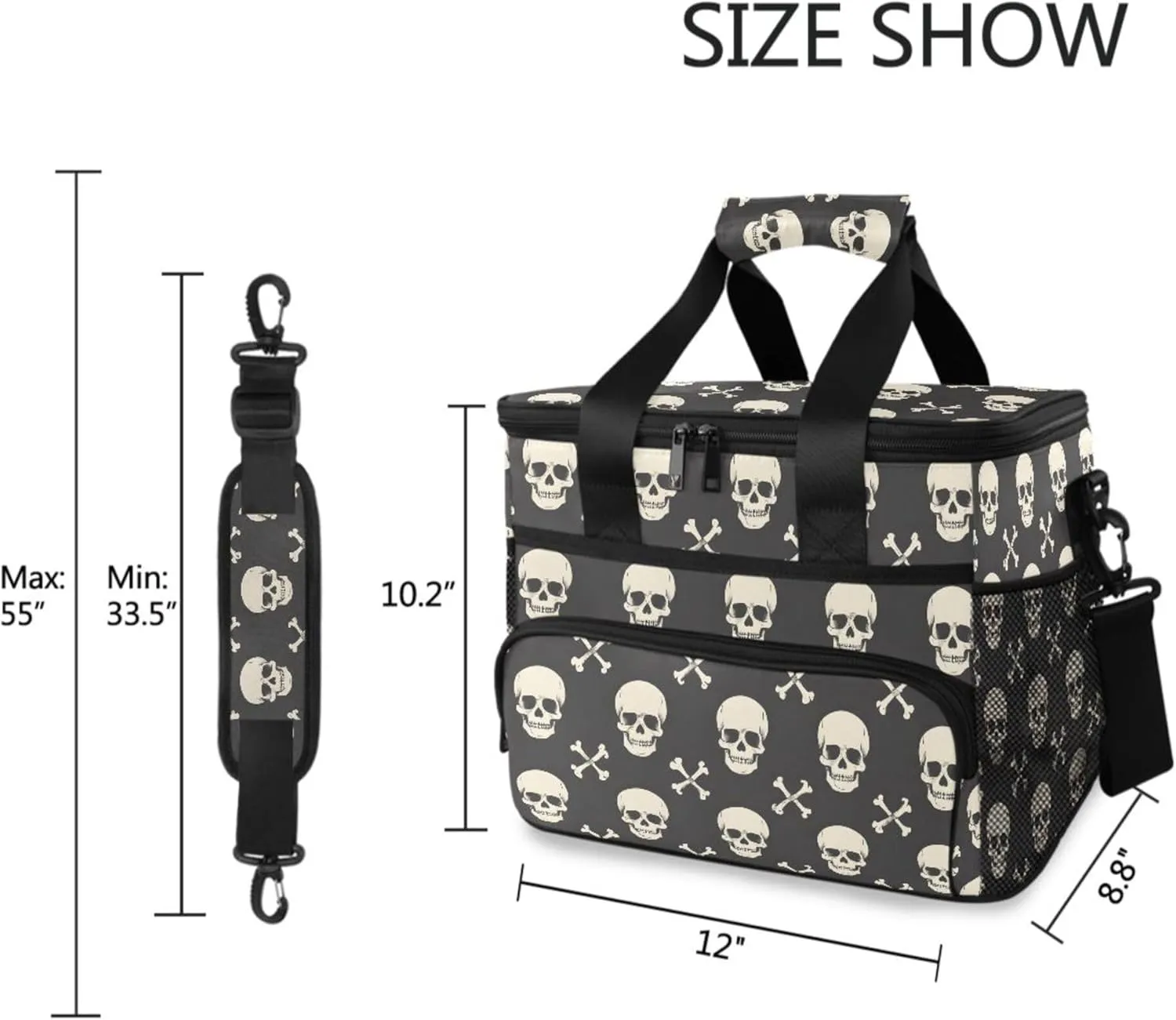 MNSRUU Cooler Bag Skull and Crossbones Soft Cooler Bag Insulated Lunch Totes Picnic Bag Beach Cooler Lunch Box Container with Adjustable Shoulder Strap