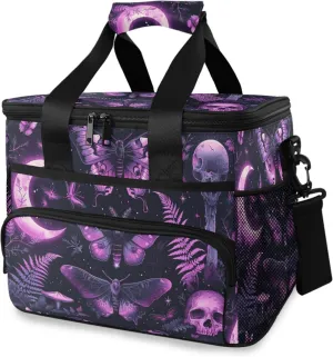MNSRUU Cooler Bag Skull and Sunflower Soft Cooler Bag Insulated Lunch Totes Picnic Bag Beach Cooler Lunch Box Container with Adjustable Shoulder Strap