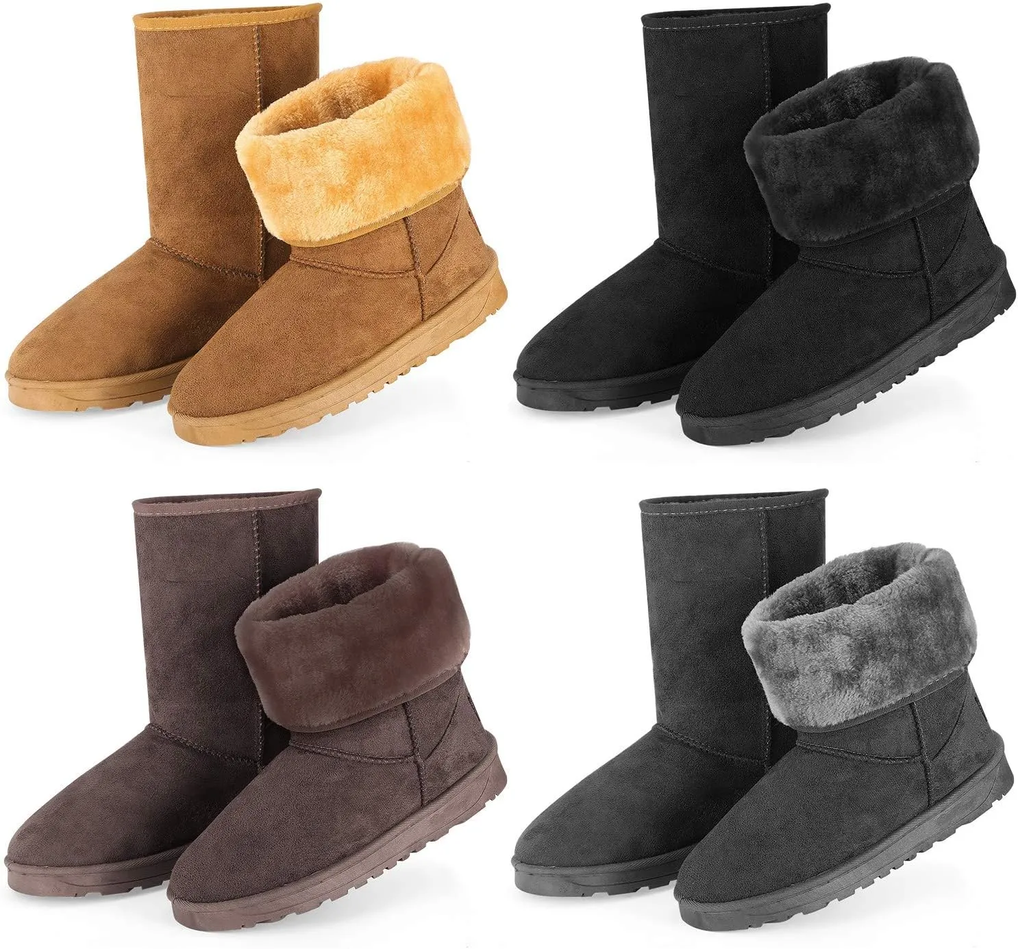 Moclever Boots For Women Snow Winter, Women Ladies Snow Boots Waterproof Faux Suede Mid-Calf Boots