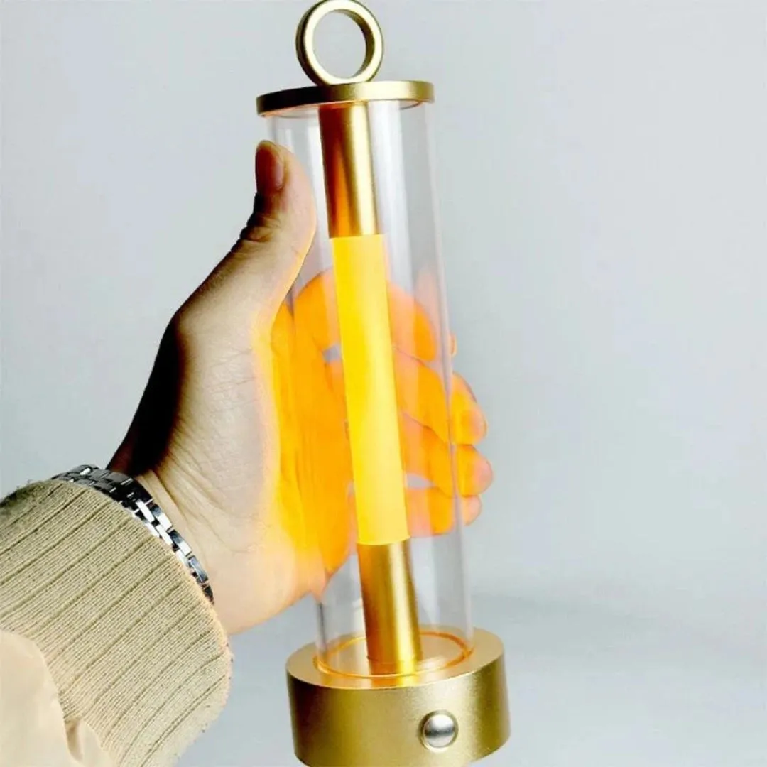 Modern Cylinder Lantern - Weather-Resistant Glass Tube, Metal Base