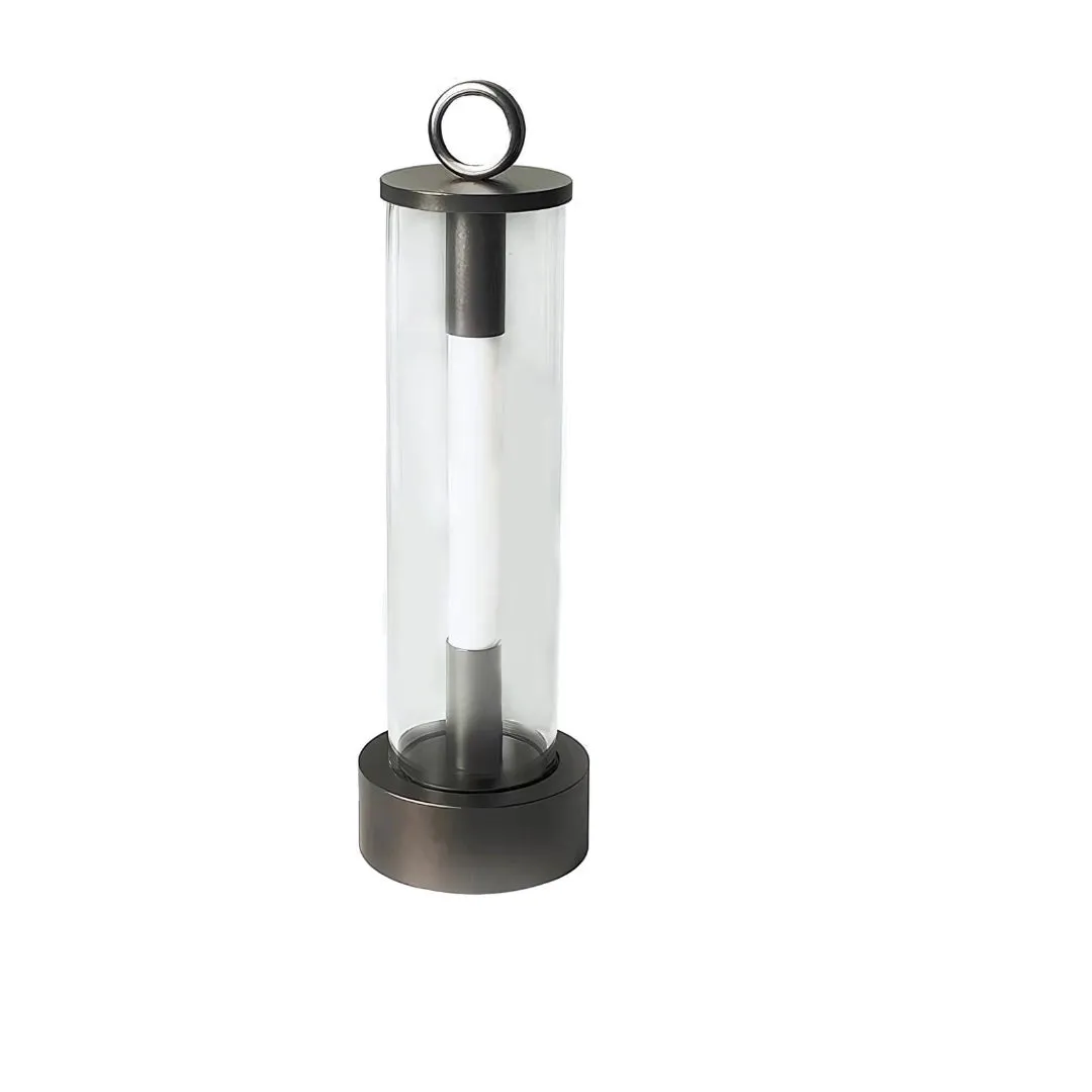 Modern Cylinder Lantern - Weather-Resistant Glass Tube, Metal Base