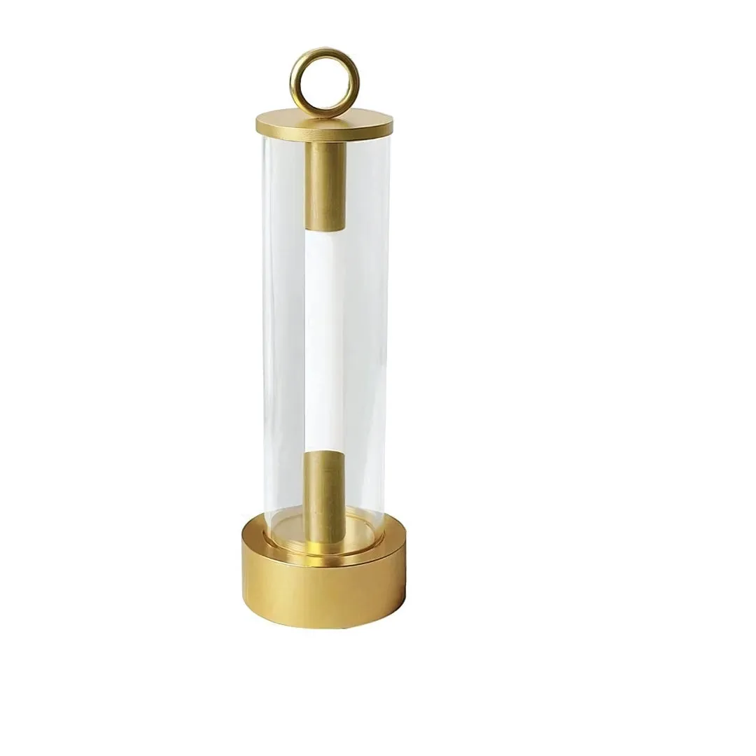 Modern Cylinder Lantern - Weather-Resistant Glass Tube, Metal Base
