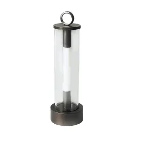 Modern Cylinder Lantern - Weather-Resistant Glass Tube, Metal Base