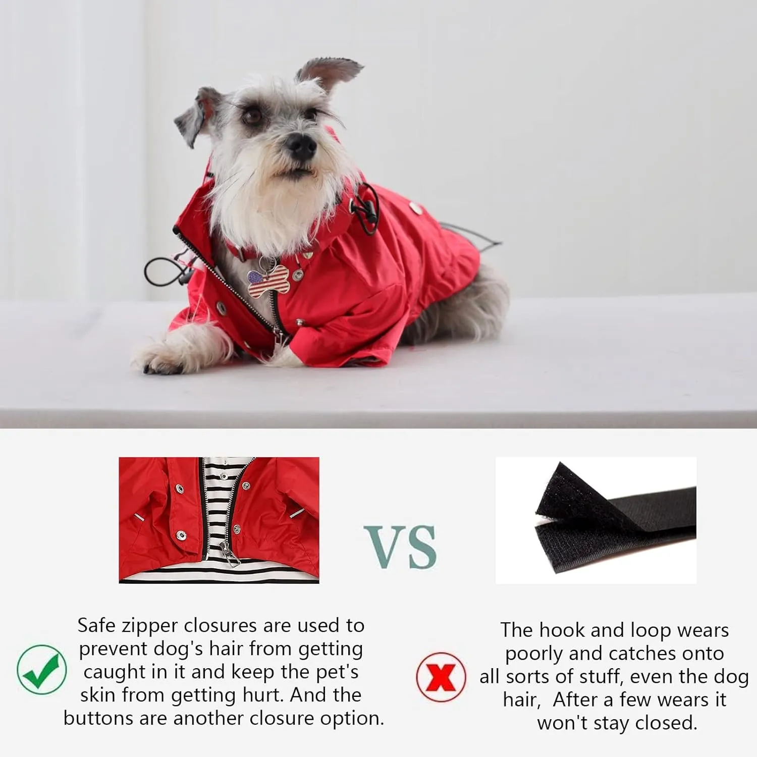 Morezi Dog Zip Up Raincoat with Reflective Buttons, Rain/Water Resistant, Adjustable Drawstring, Removable Hood, Raincoats with Legs 8lbs to 80lbs Available - Pink - L