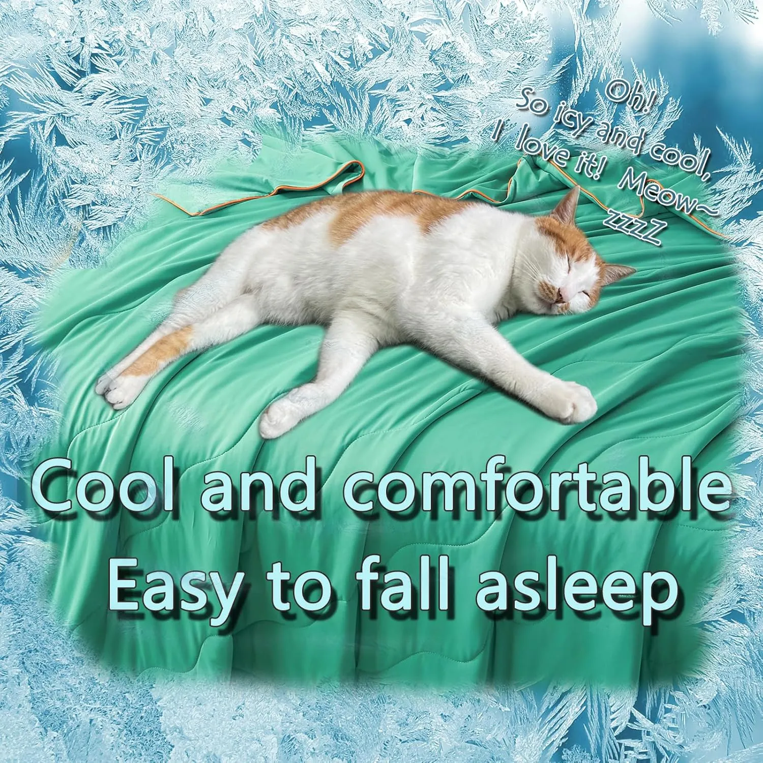 MorroMorn Cooling Comforter for Hot Sleepers & Night Sweats - IceyRest Cold Touch Technology, Lightweight Summer Blanket Breathable Silk Smooth (Watermelon Green, Twin/Twin XL 68"x90")