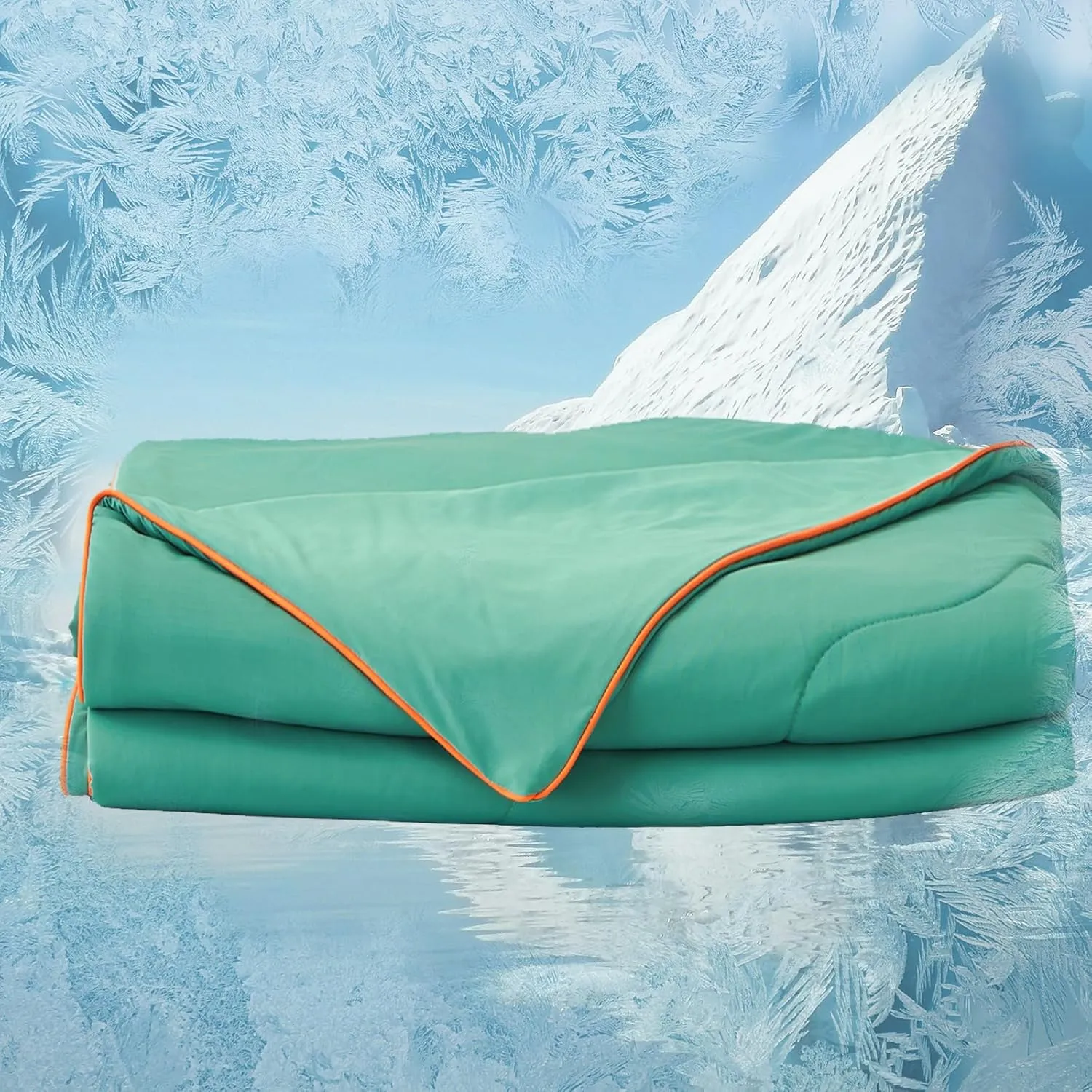MorroMorn Cooling Comforter for Hot Sleepers & Night Sweats - IceyRest Cold Touch Technology, Lightweight Summer Blanket Breathable Silk Smooth (Watermelon Green, Twin/Twin XL 68"x90")