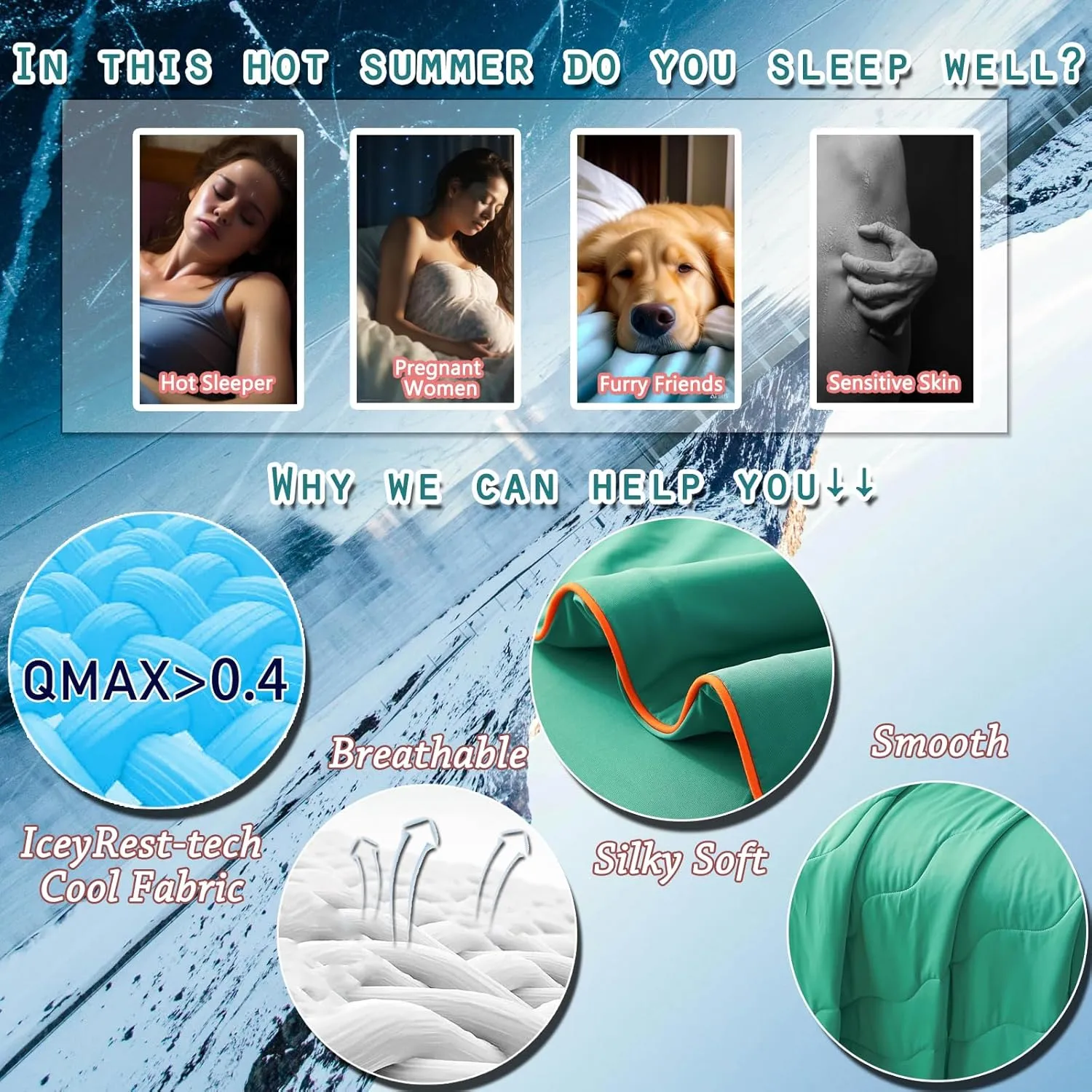 MorroMorn Cooling Comforter for Hot Sleepers & Night Sweats - IceyRest Cold Touch Technology, Lightweight Summer Blanket Breathable Silk Smooth (Watermelon Green, Twin/Twin XL 68"x90")