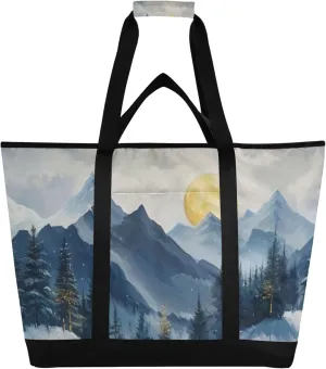 Mountain Reusable Insulated Cooler Bag with Ice Pack Compartment - Large 47L Waterproof Thermal Grocery Tote for Picnic Beach Camping Lunch Storage